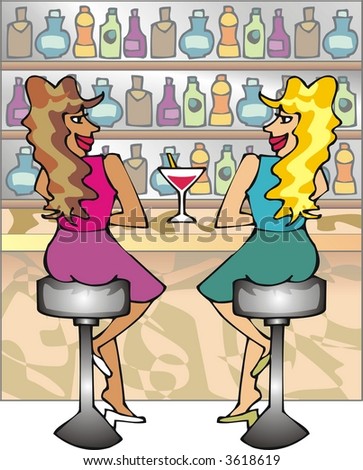 two girls in a bar