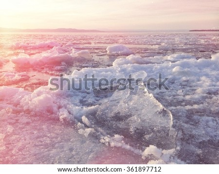 Ice at sunset.