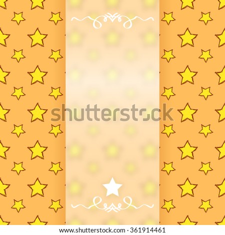 Transparent white banner on yellow star background, Template for design