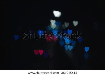 Heart bokeh background  from car light.Valentine's day background