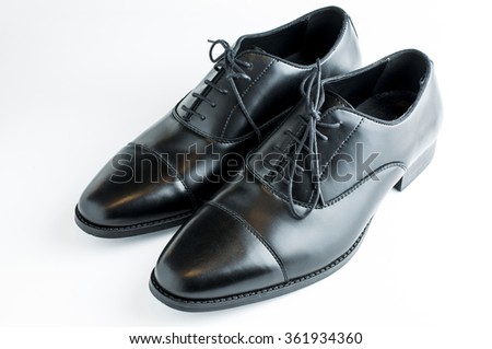 Classic men leather shoes on white background