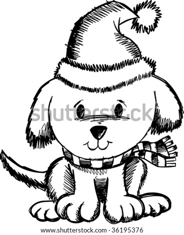 Sketchy Holiday Dog Vector