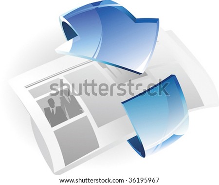 Newspaper with arrow. Vector illustration.