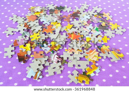 Puzzles on a purple background 