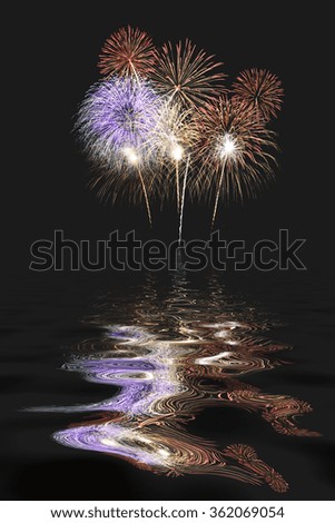 Fireworks and water reflection  for your work.