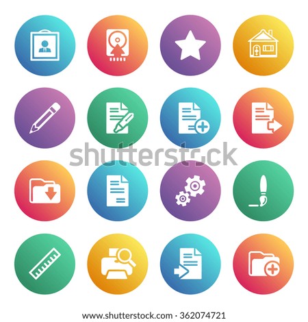 Document white icons on color buttons.
