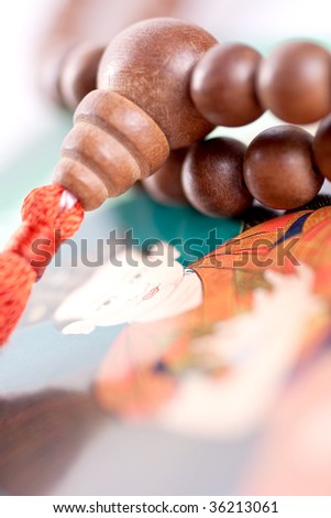 wooden beads are on the picture as a background