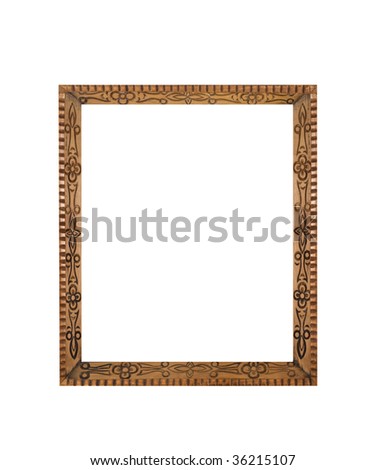 Empty carved Frame for picture or portrait useful as icon case isolated over white
