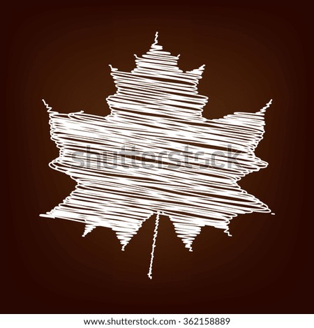Maple leaf icon. Vector illustration with chalk effect