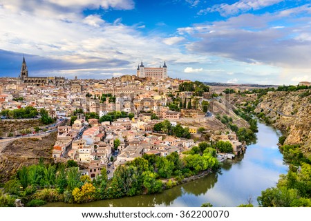Toledo, Spain old town city skyline. Royalty-Free Stock Photo #362200070