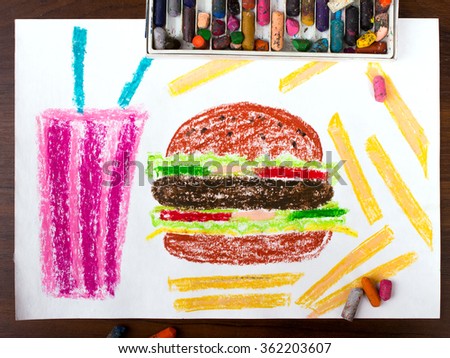 colorful drawing: unhealthy food