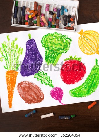 Color drawing: miscellaneous types of vegetables