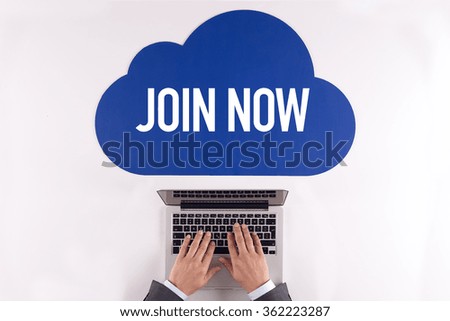 Cloud technology with a word JOIN NOW