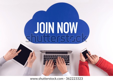 Cloud technology with a word JOIN NOW