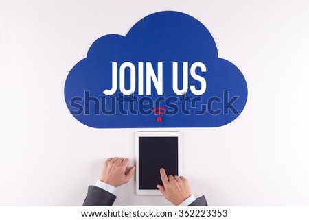 Cloud technology with a word JOIN US