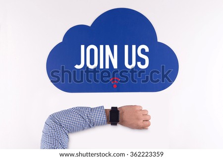 Cloud technology with a word JOIN US