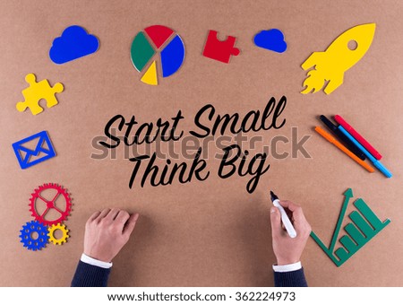 Business Concept-Start Small Think Big phrase with colorful icons