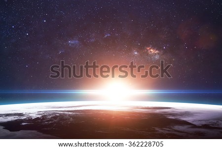 Beauty of planet Earth Infinite space with nebulas and stars. This image elements furnished by NASA Royalty-Free Stock Photo #362228705