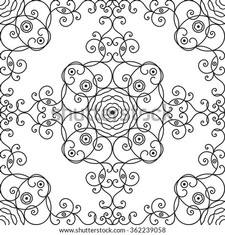 Black and white ethnic patterned background. Arabesque ornament