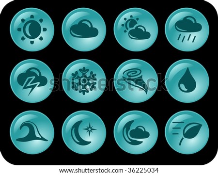 Weather aqua buttons. See vector version in my portfolio