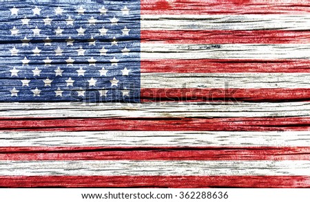 USA, American flag on old wood  background