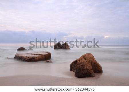 Beach and sunset,Soft focus because of slow shutter speed
