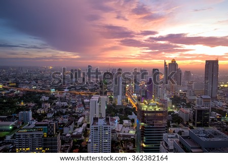 Night cityscape in middle of thailand