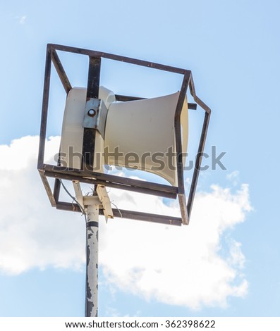 Loudspeaker for public relations and sky background.