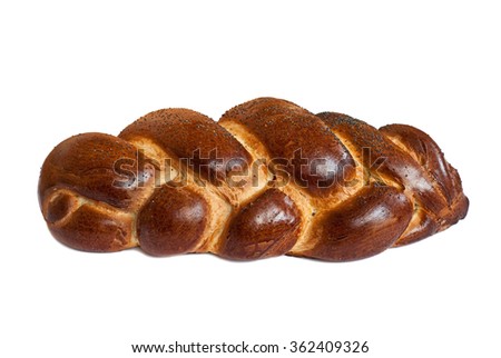homemade challah isolated on a white background