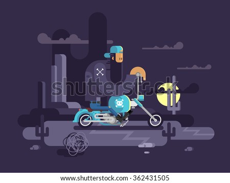 Cool biker on a motorcycle