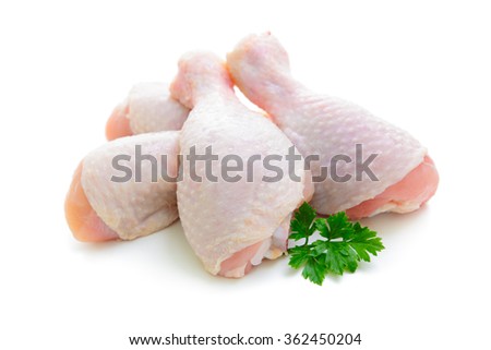 Raw chicken legs on white background isolated Royalty-Free Stock Photo #362450204