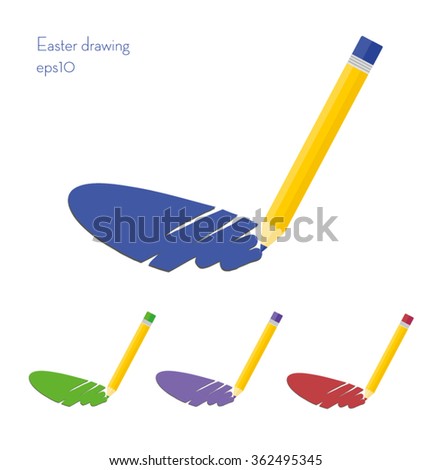 Set of a pencil drawing easter egg (vector)