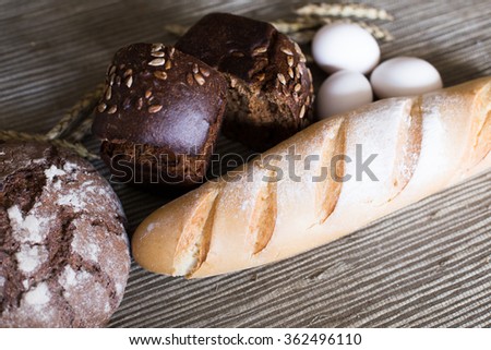 Rye and white bread on the table