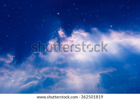 night sky with cloud and stars.