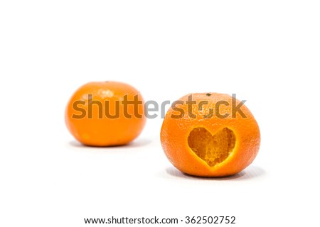 Orange of love with white background