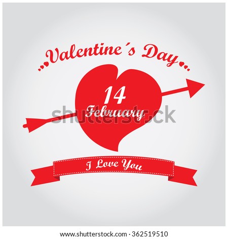 Isolated heart with an arrow and text on a white background for valentine's day