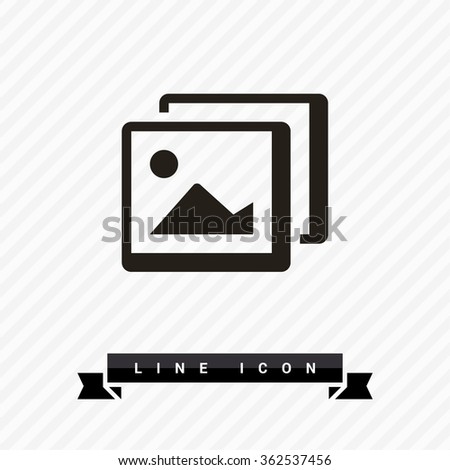 Photo landscape. Image line vector icon. picture with landscape and rock and sun. line vector icon of landscape photo.