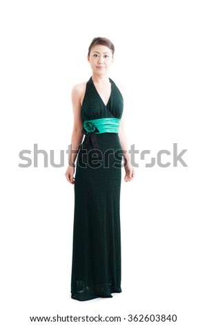Japanese woman wearing a dress, standing pose