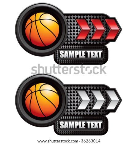 basketball on glossy arrow web button