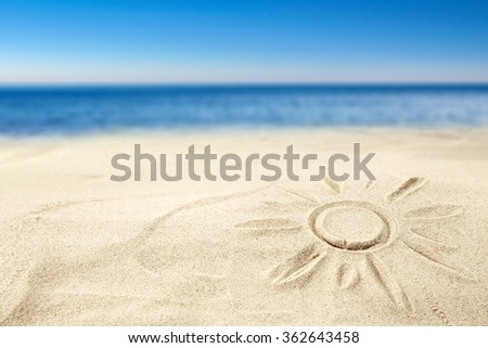 sun sand sea and sky  Royalty-Free Stock Photo #362643458