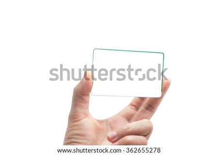 Hand hold blank business white card