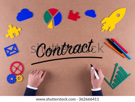 Business Concept-Contract word with colorful icons