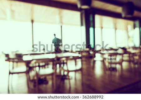 Abstract blur restaurant  interior background - Vintage filter