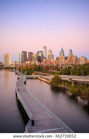 Downtown  Philadelphia Skyline in Pennsylvania at twilight