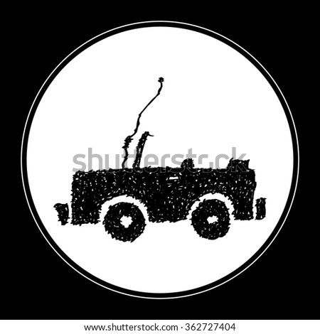 Simple hand drawn doodle of a jeep