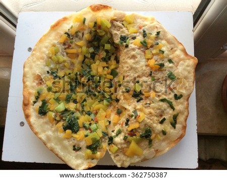 Pumpkins pizza national with vegetables