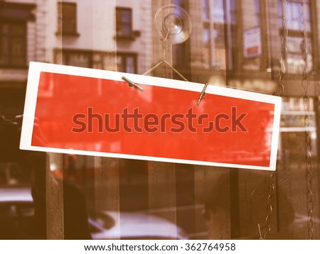  Display window sign with blank copy space to write your own text, with real and realistic reflections on glass vintage
