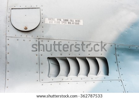 Air intake,detail on side of the air plane.