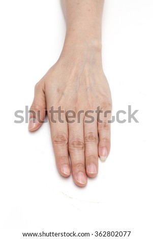 Hand and fingers white background