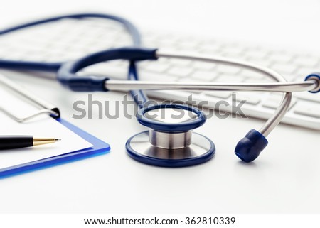 Medical concept with stethoscope on keyboard